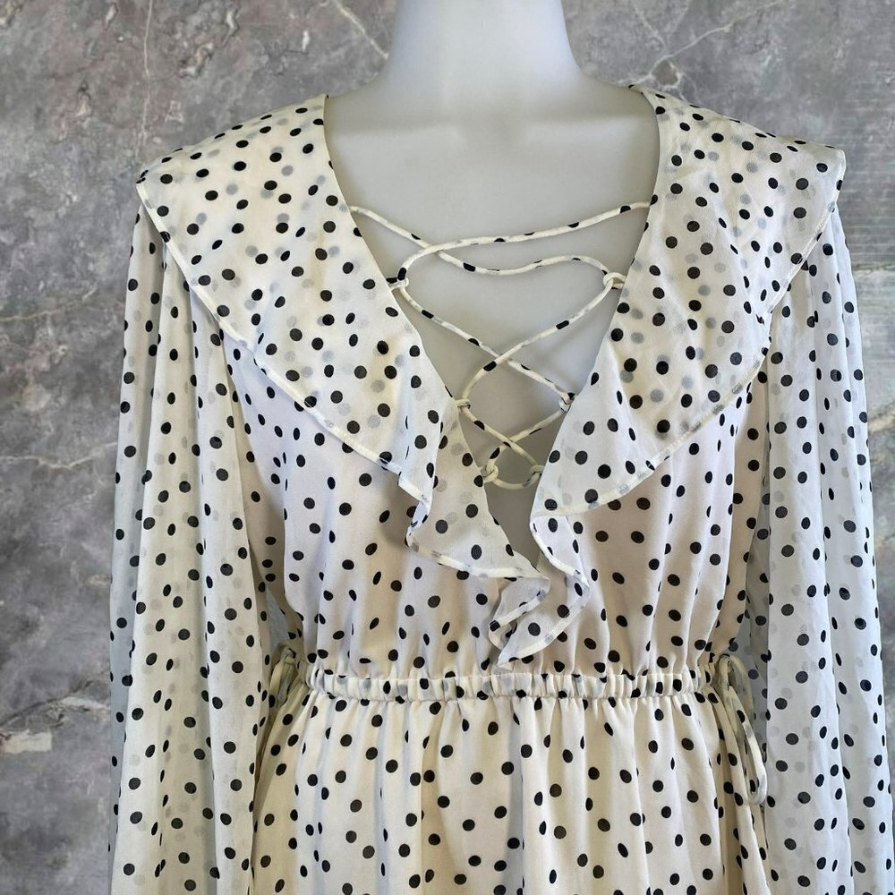 Majorelle Mattie Mini Dress in Black & Cream Dot - Picture 4 of 12